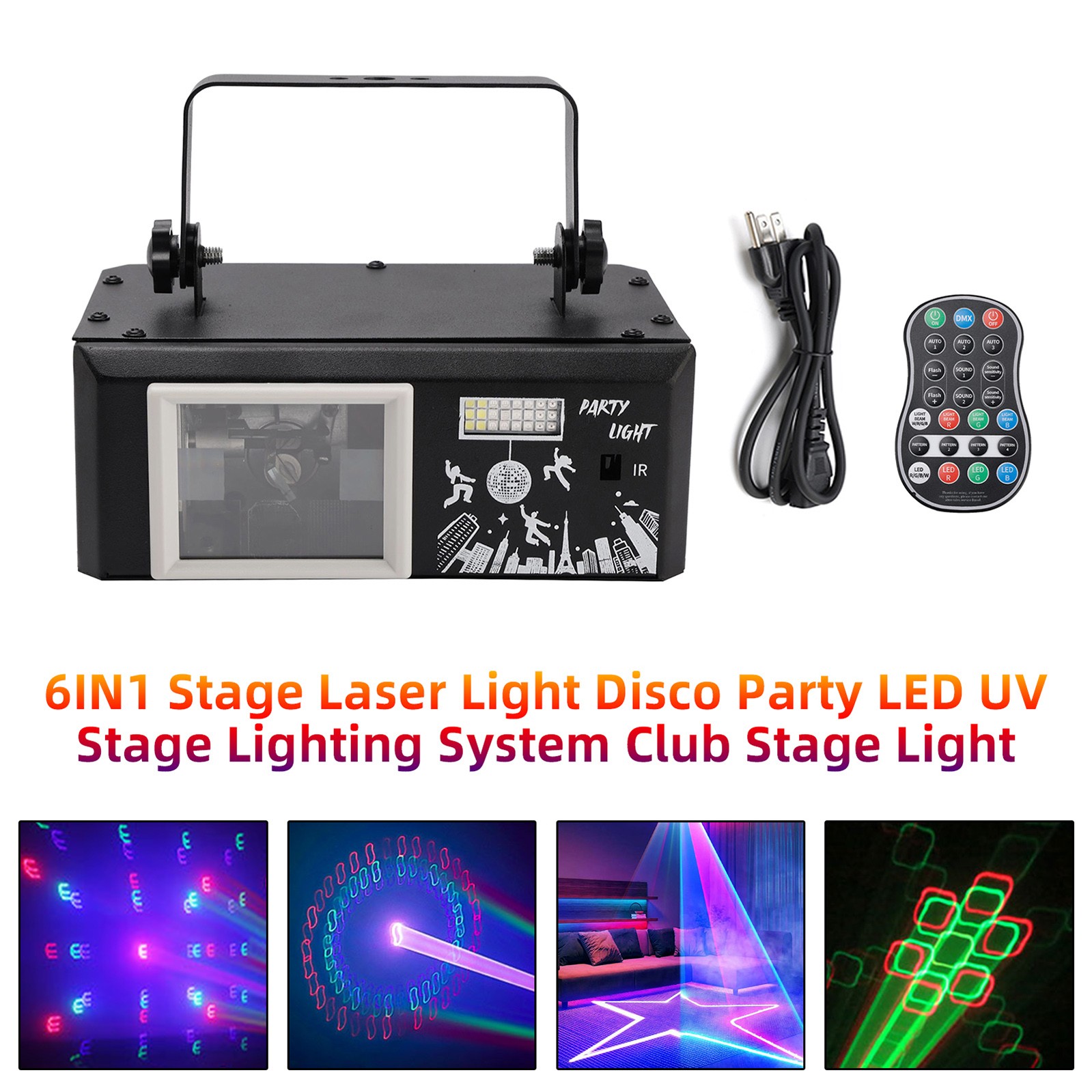 6IN1 Stage Laser Light Disco Party LED UV Stage Lighting System Club