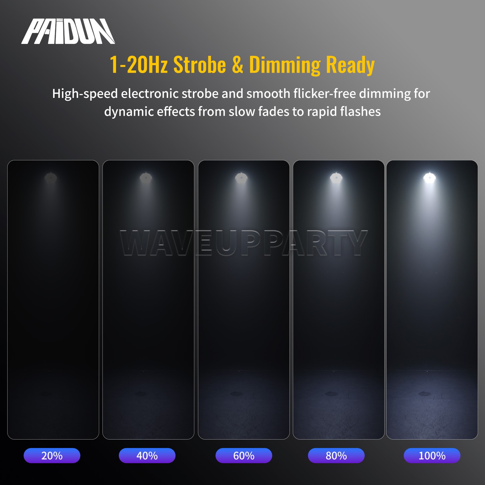 PAIDUN 18x18W LED Cast Aluminum Par Can Stage Light RGBWA+UV Waterproof IP68 DMX