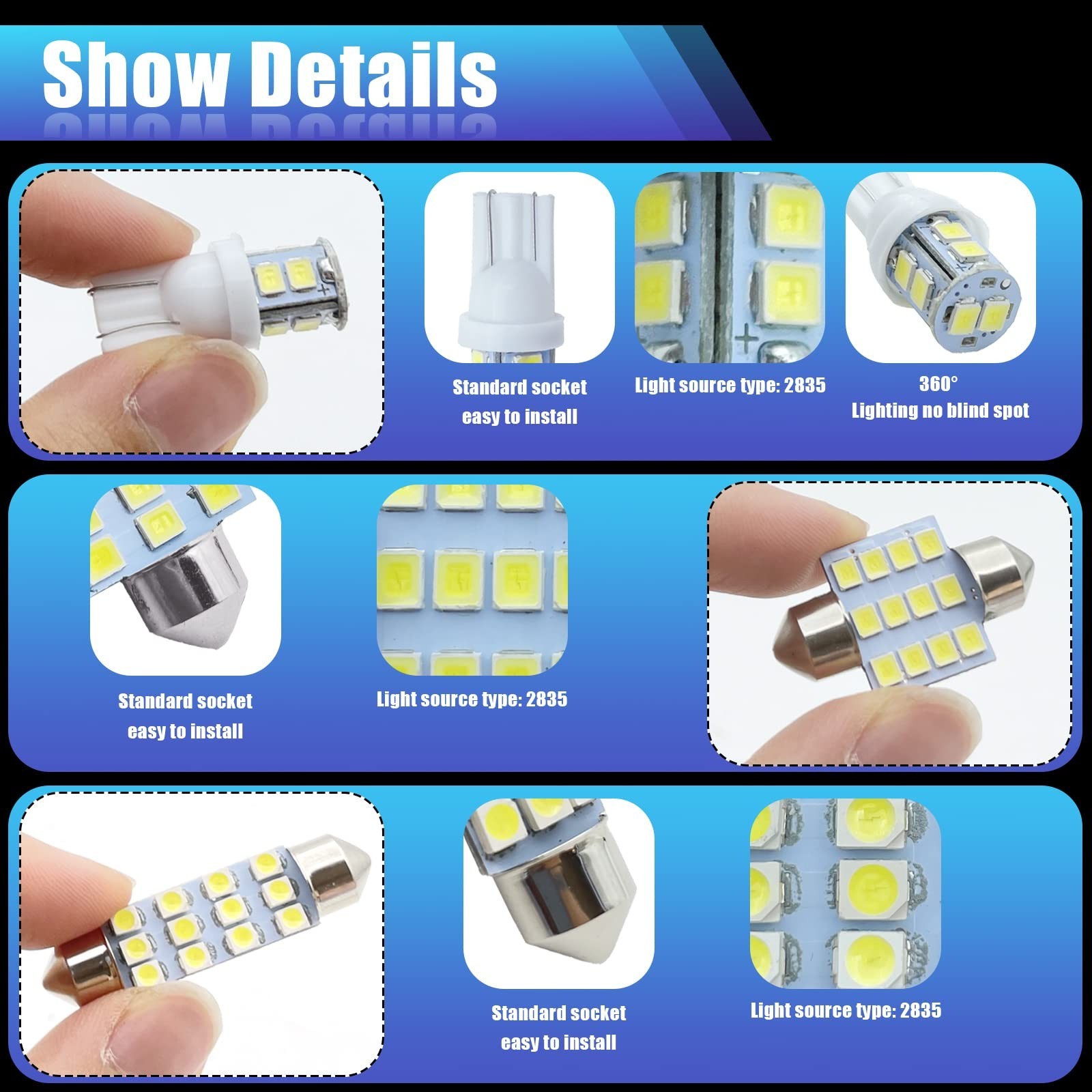 Car Led Bulb, Led Combination Set of 24 Sets, Used for Car Interior/Indoor Ma…