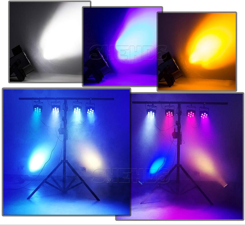 7x18w LED Stage PAR Light RGBWA+UV DMX Beam Wash Lighting DJ Disco Party Club