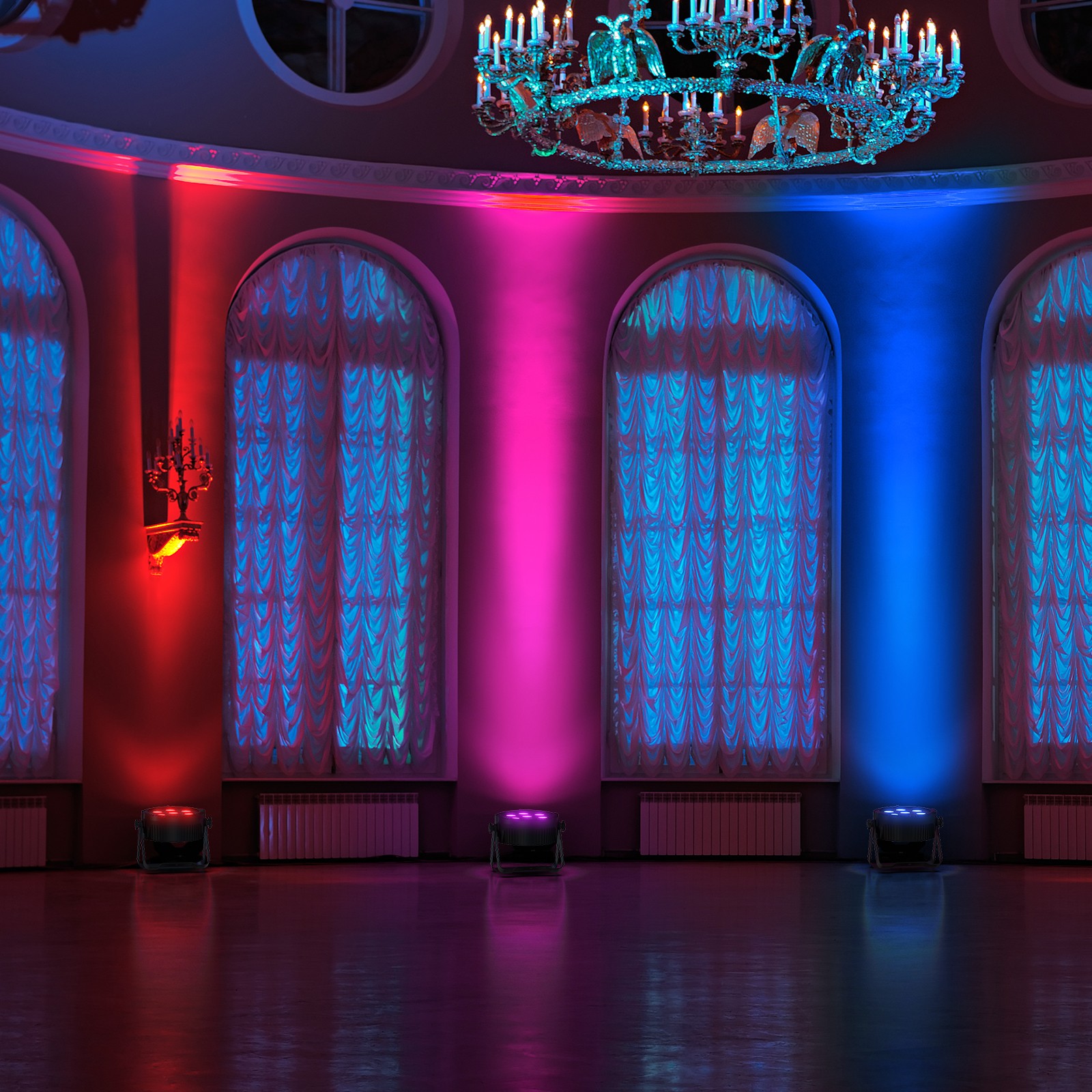 4PCS UKING 7LED Par Light DMX RGBW Strobe Disco Lights Stage Lighting W/Remote