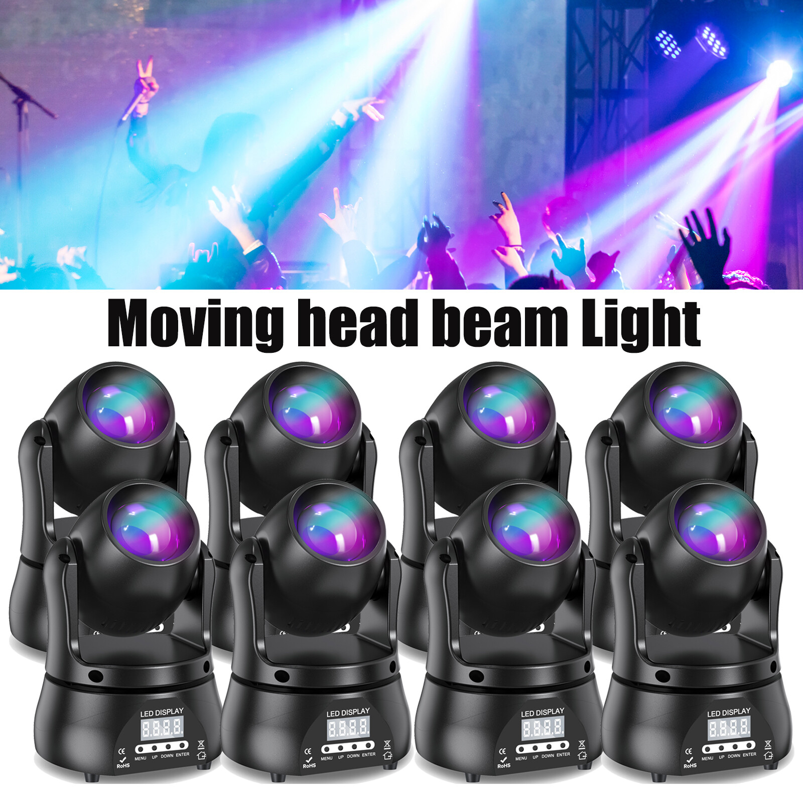 Portable 70W Moving Head Light LED RGBW DMX Beam Stage Spot Light DJ Disco Party