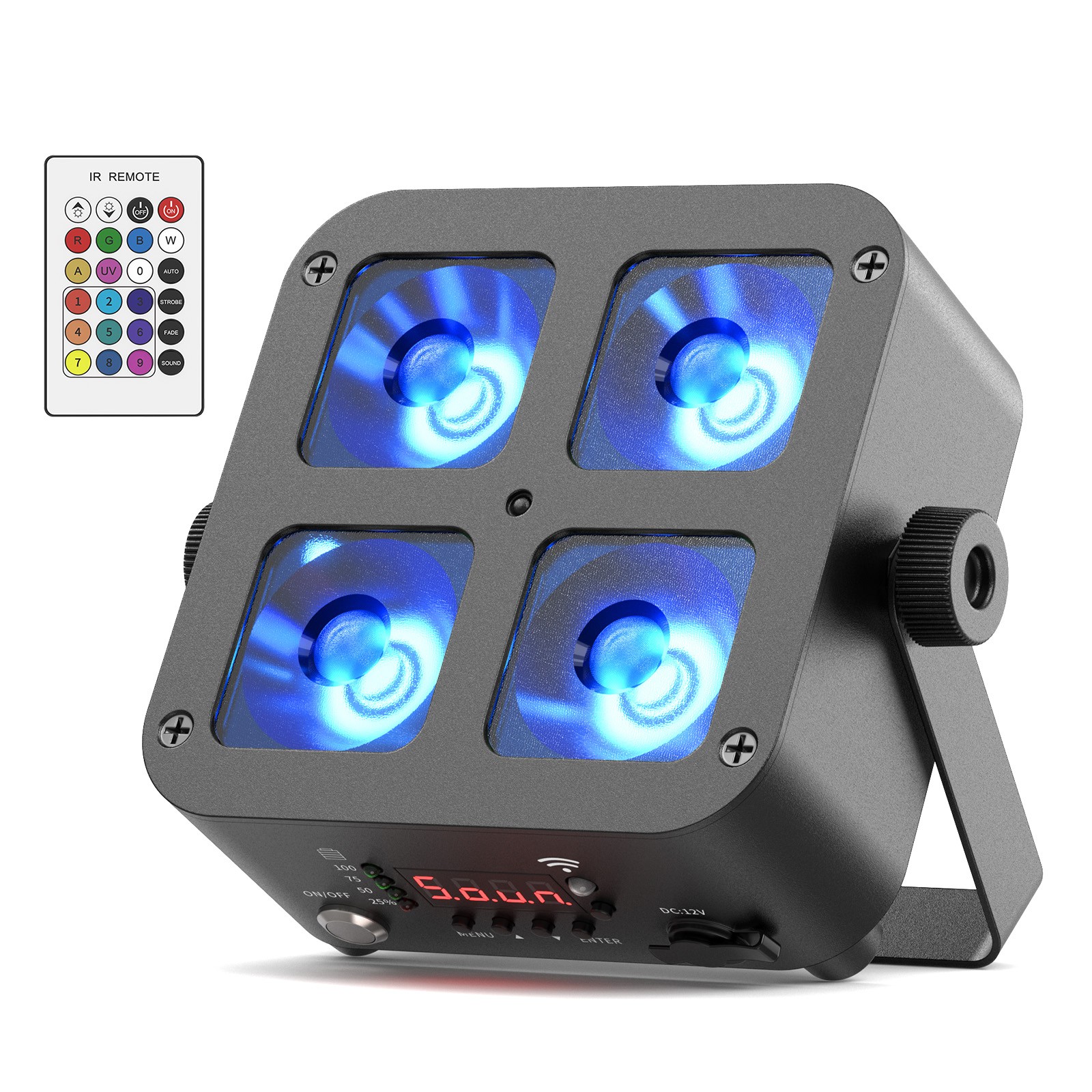LED 4x25W RGBWA+UV Battery Powered WIRELESS DMX Par Can DJ Uplighting Up Light