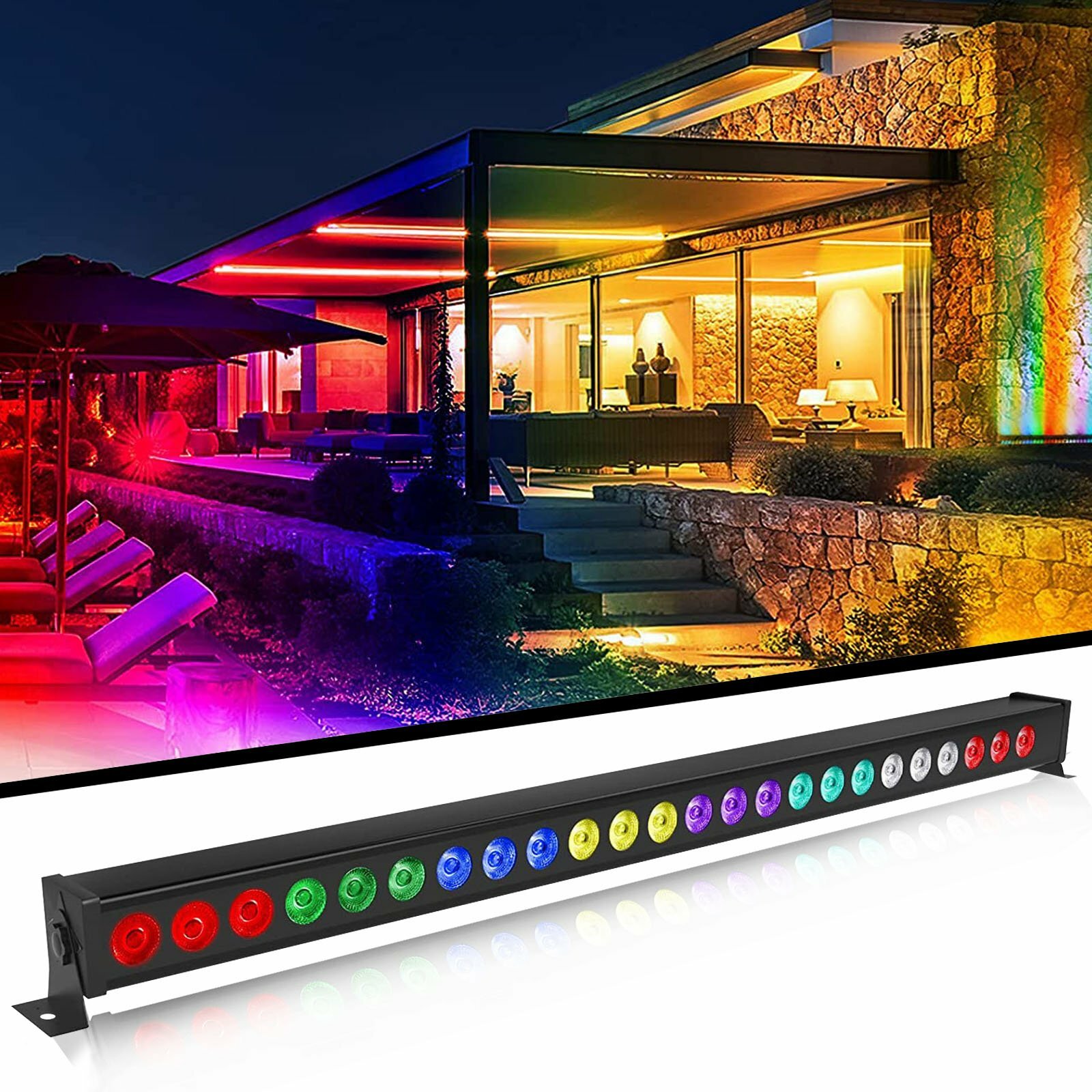 Stage Lighting wall washer light DMX 24LED RGBW Strobe Beam With Remote Bar Club
