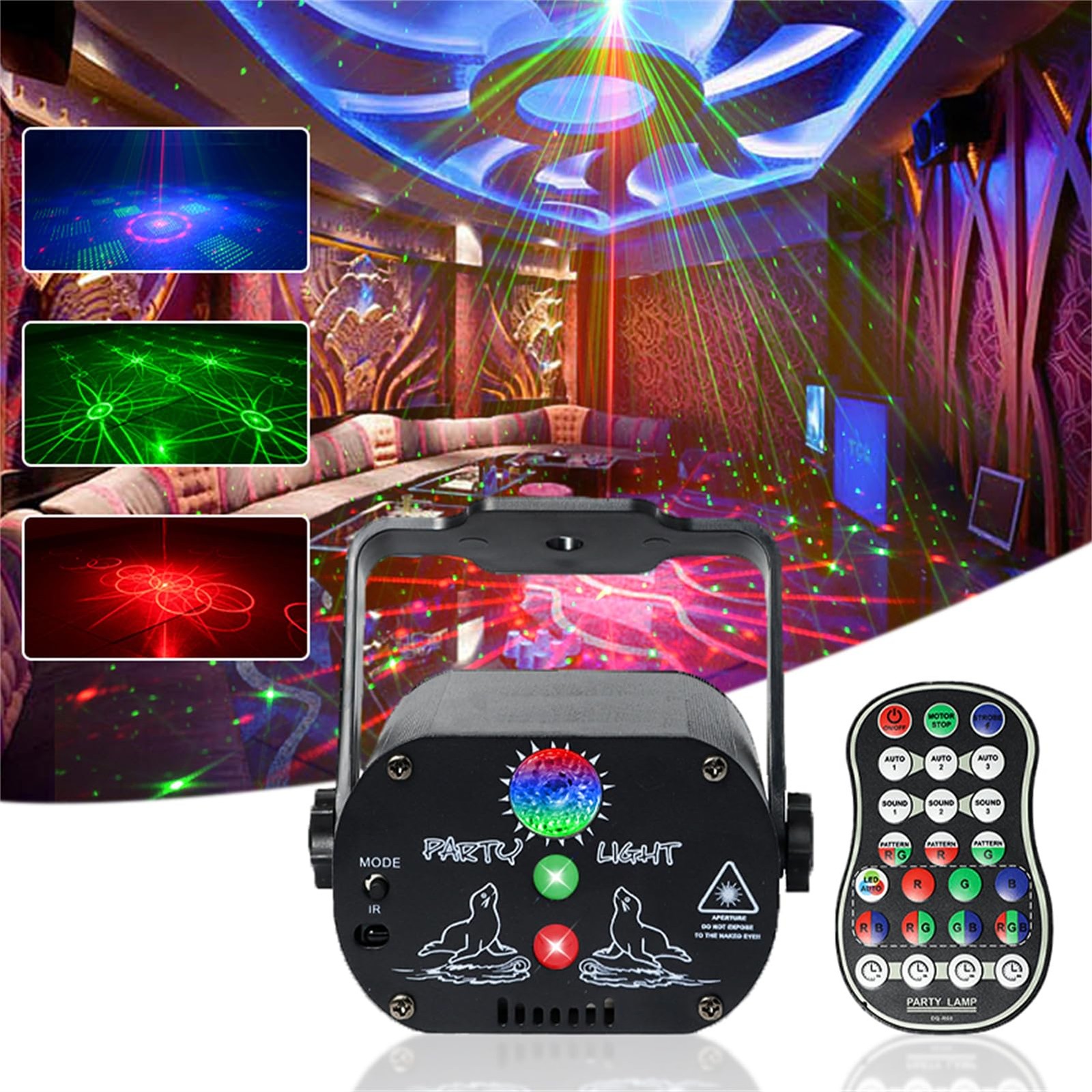 USB-Powered 60-Patterns 240 Conbination Effects Stage Light Party Light UV & …