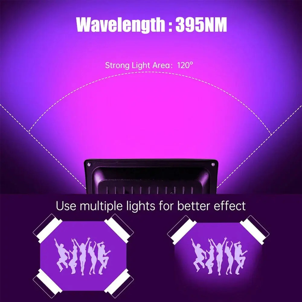 2PCS UV Black Light 100W Bar UV LED Stage Blacklight Party DJ Club for Halloween