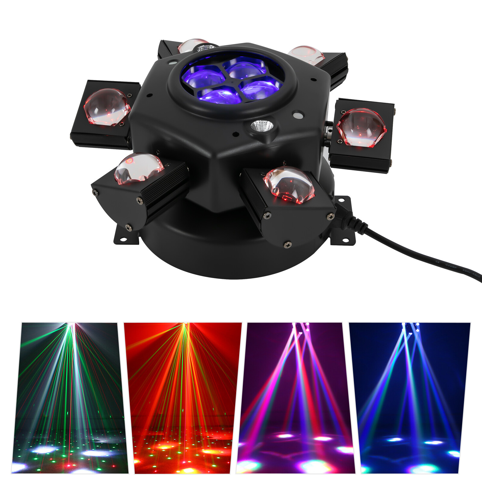 6 Arm Bee Eye LED Beam Moving Head Laser Light DJ Lights DMX Stage Effects RGBW