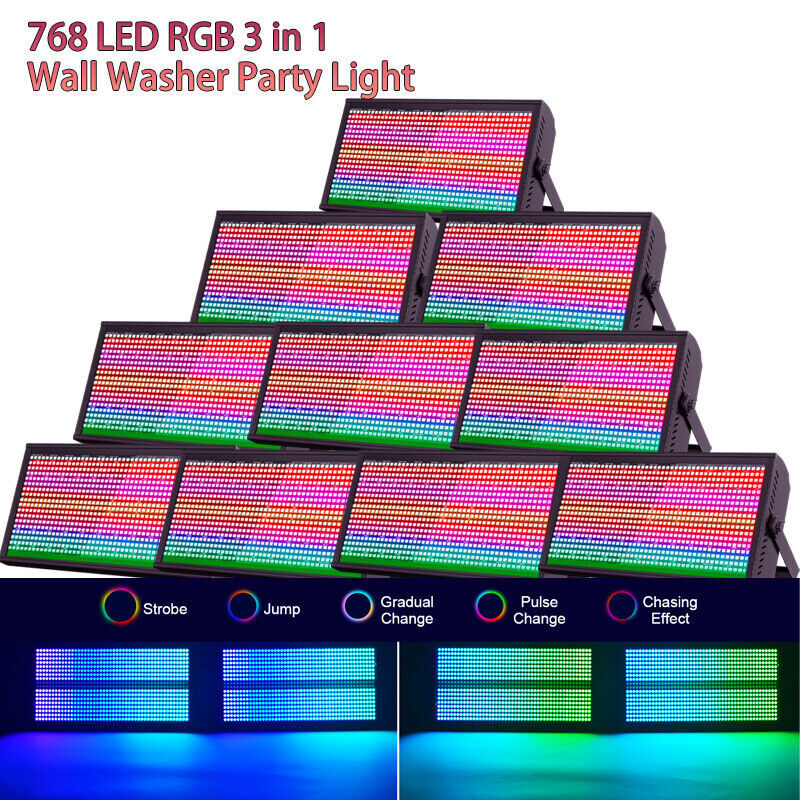 10X 200W RGBW 768LED Wall Washer Light Strobe DMX Stage DJ Beam Light Party Show