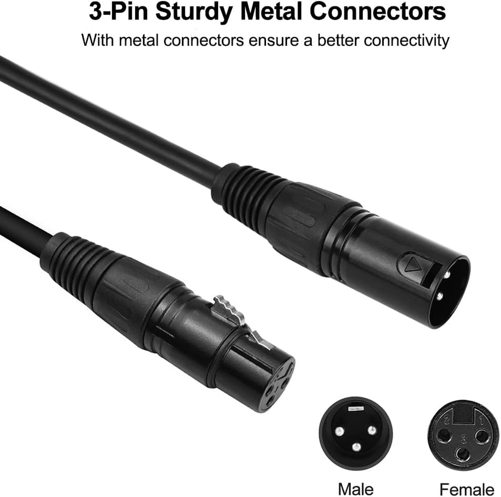 10ft DMX Cable 3 Pin XLR Male to Female Stage Lighting Signal Wire 4 Pack