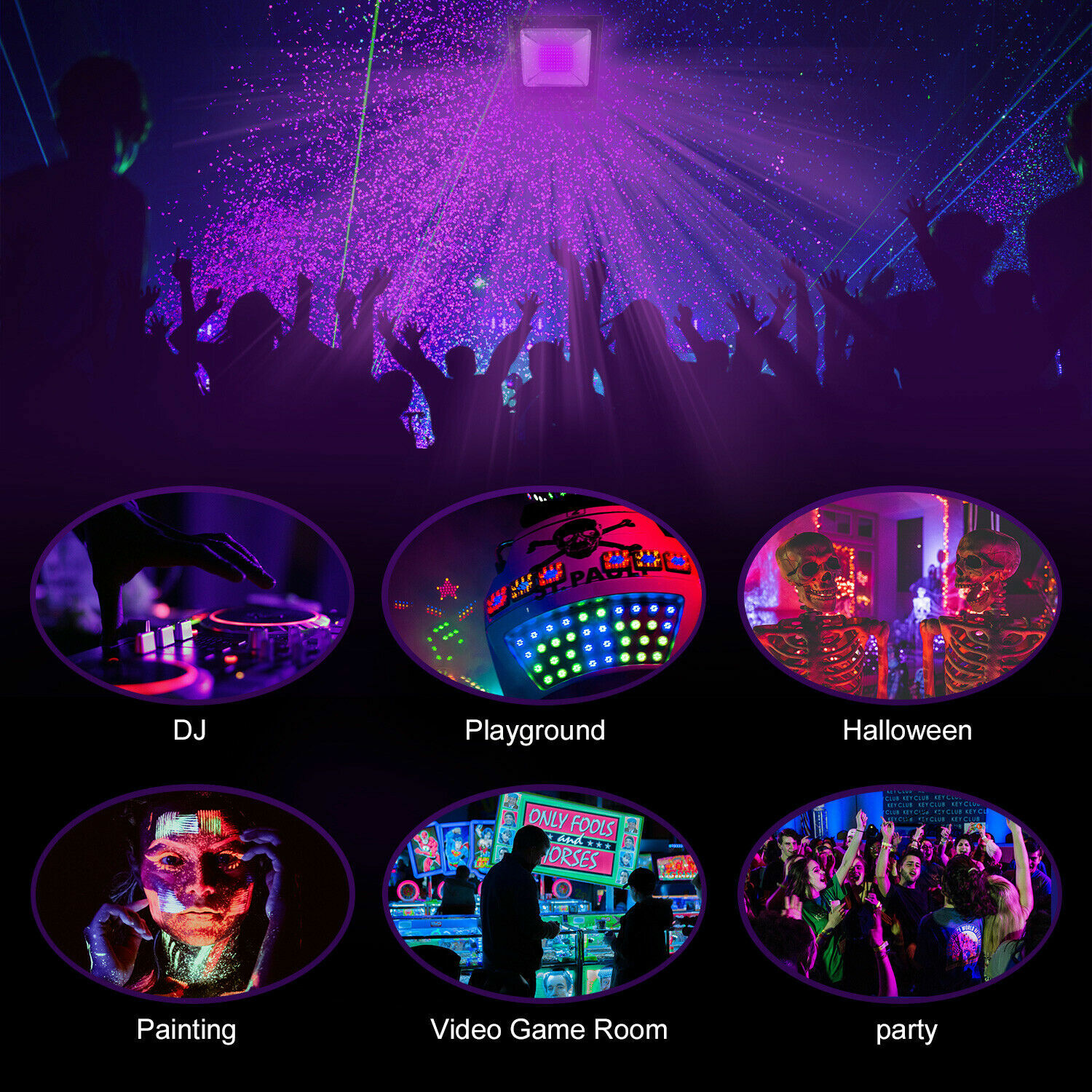 80W 100W 150W LED UV Black Light Stage Floodlight Party DJ Club IP66 +Free Tapes