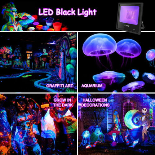 2 Pack 150W UV LED Black Light Floodlight Outdoor Party DJ Club Halloween IP66