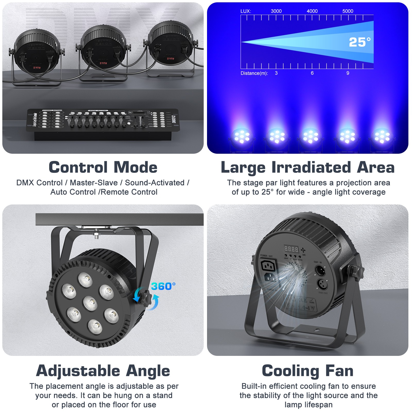 7x15W LED Par Light LED DMX RGBW 4 IN 1 Beam Wash Lights Stage Club Bar DJ Show