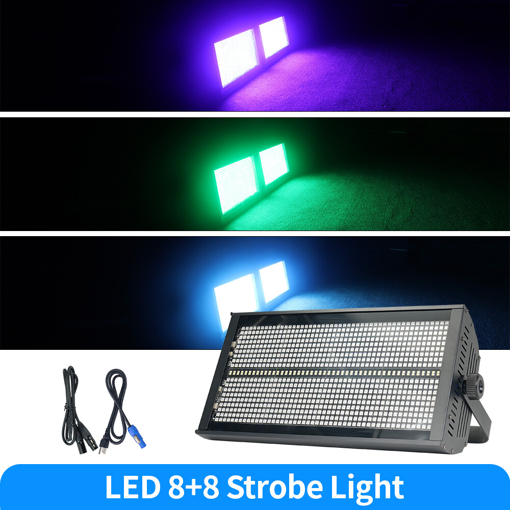 6 Pack 1000W 960pcs 8+8 Segment RGB DMX LED Strobe Wash Light with Flight Case