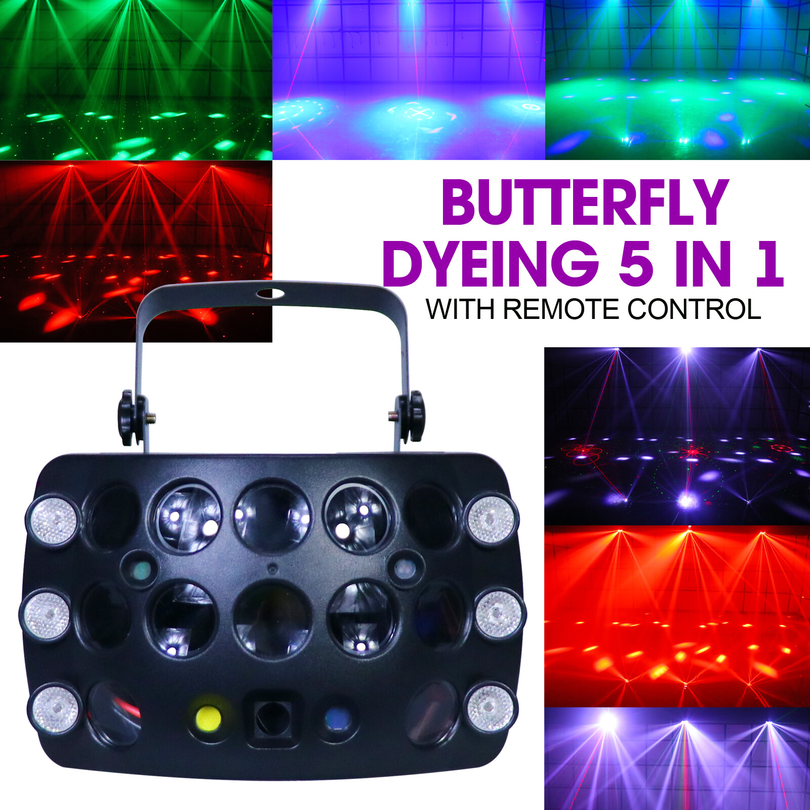 Indoor Laser Light 5in1 DJ Lights LED Butterfly Stage Light with Remote Control