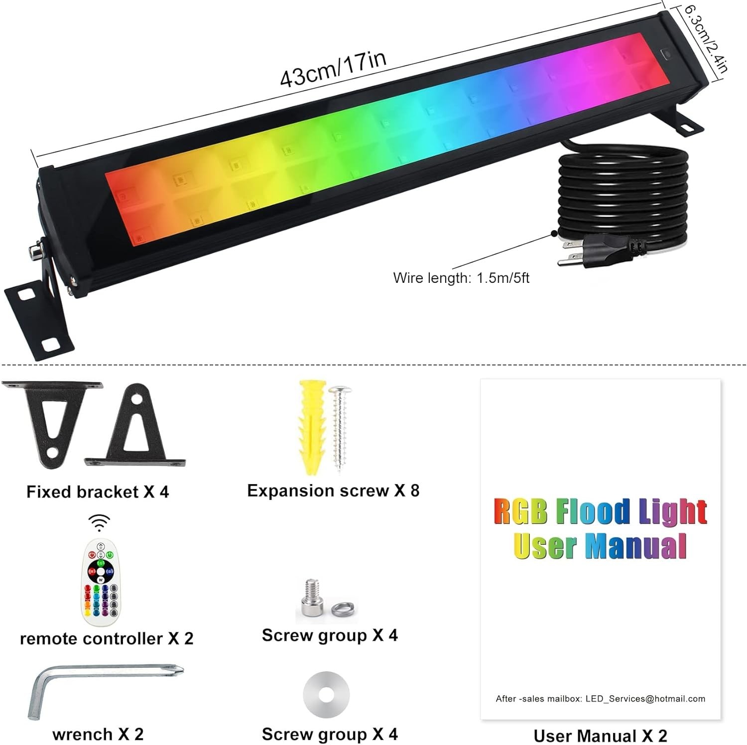 2 Pack 50W RGB Stage Light Bar – Multi-Color