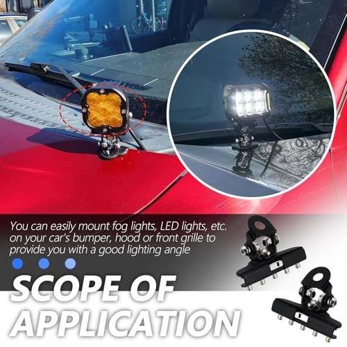 2PCS Car Light Bar Mounts with 5-Hole Design,No-Drill LED Light Bar Mounting