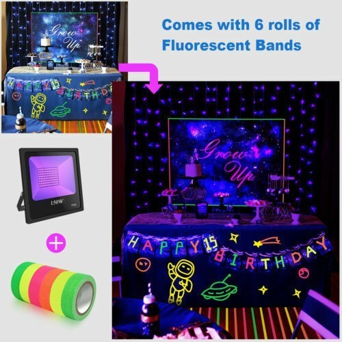 2-Pack 150W UV LED Black Light Floodlight Waterproof Party Stage DJ Club Light