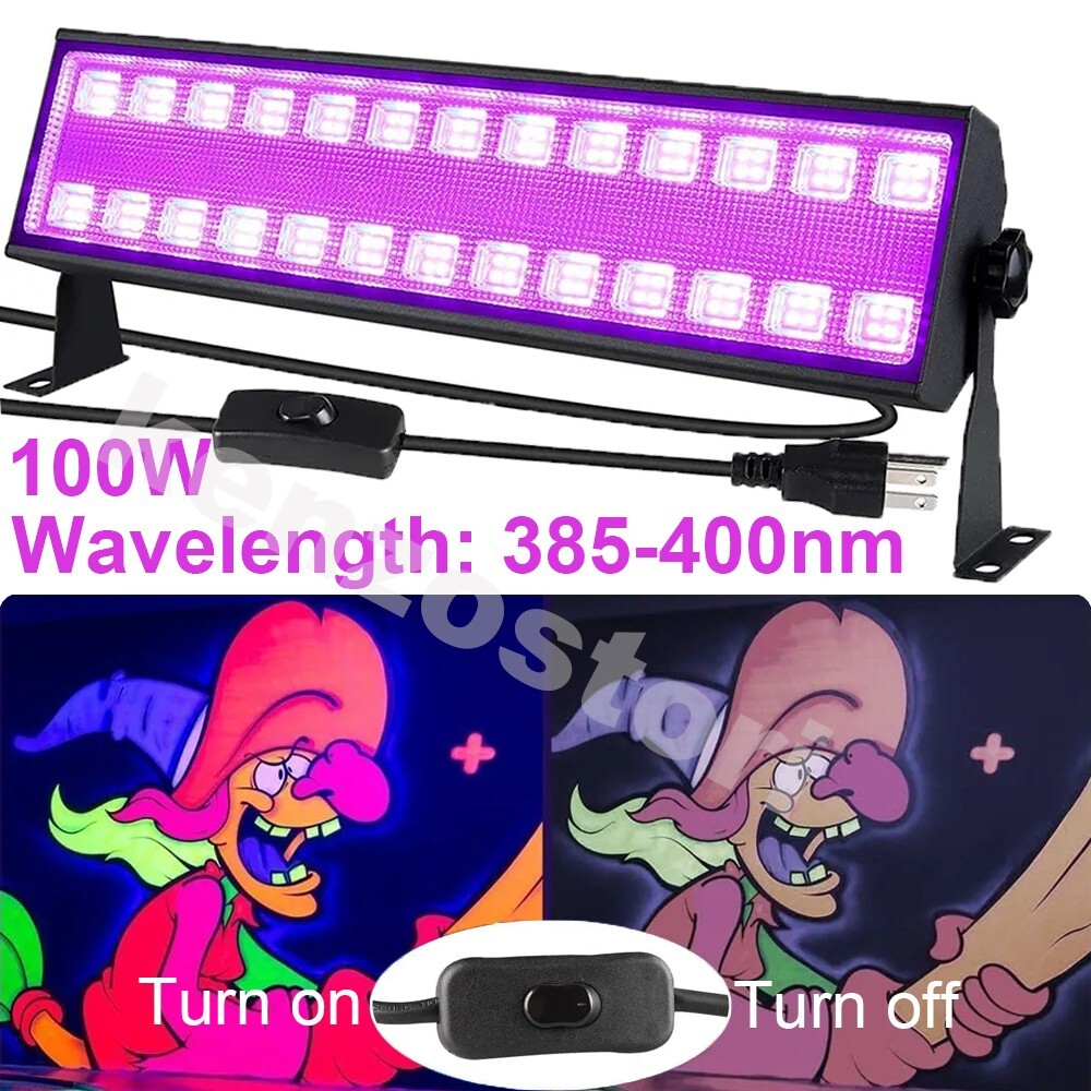80 LED UV Black Light Bar Fixtures Ultraviolet Lamp Strip US Plug DJ Party Club
