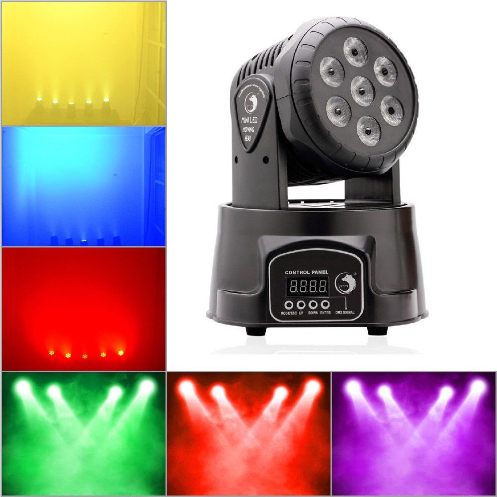 105W 7 LED Moving Head Light DMX RGBW Stage DJ Show Disco Lighting & Remote