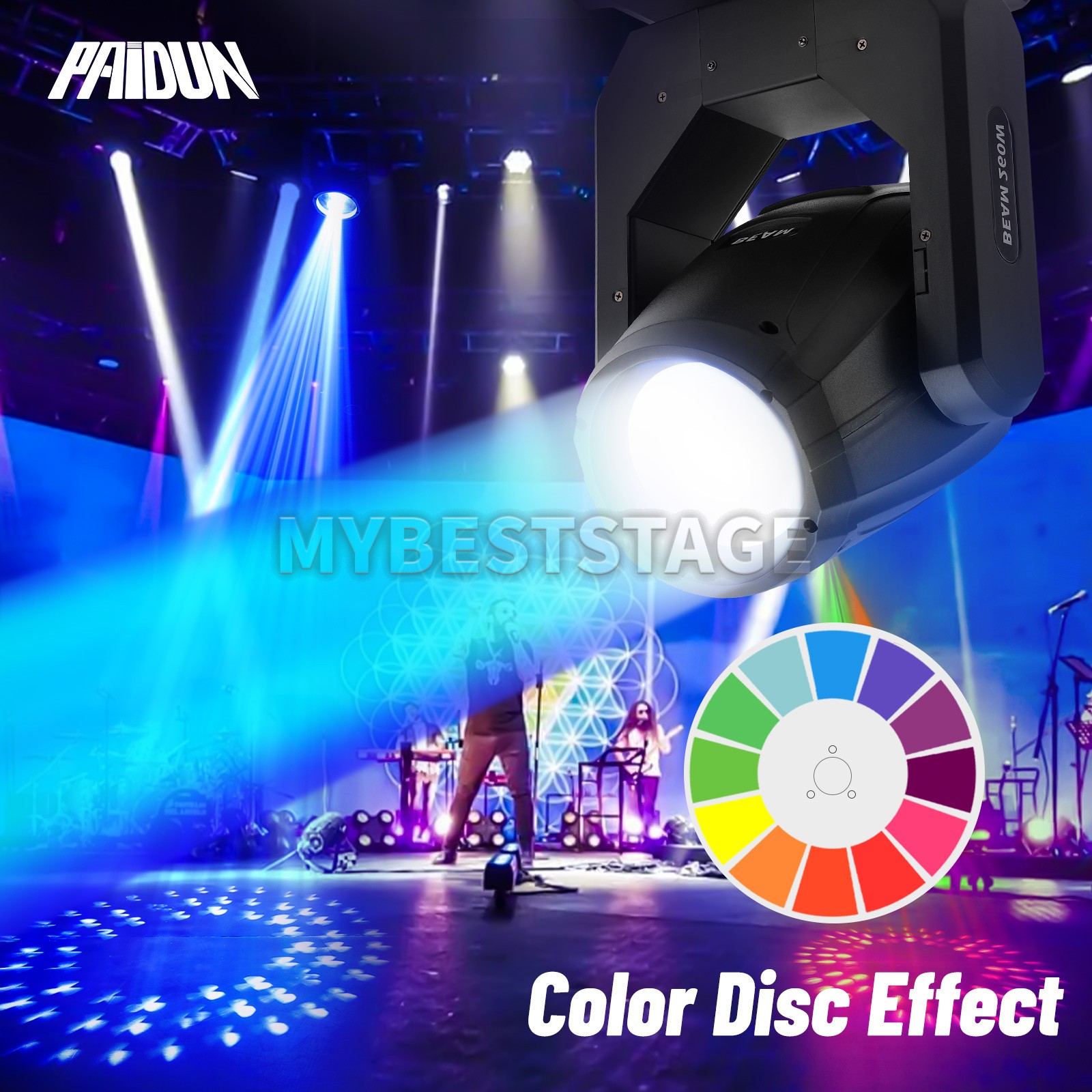 PAIDUN 260W 10R Sharpy Beam Moving Head Stage Light Rainbow Gobo Effect DJ Disco