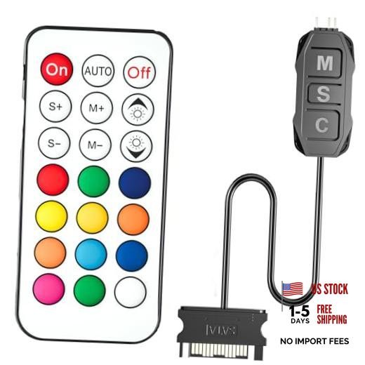 ARGB Controller Kit, GSCOLER RGB PC Fan Controller with 21 Key Remote Control,