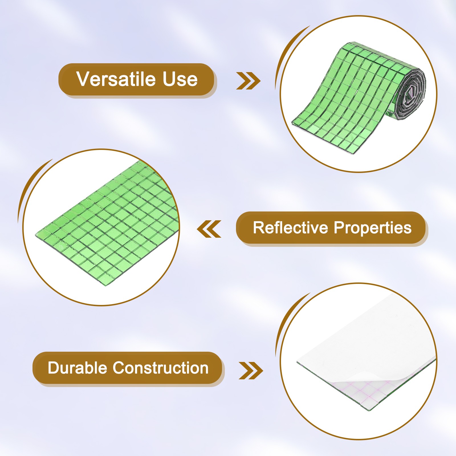 7200 PCS Glass Mirrors Disco Ball Tiles Self-Adhesive Green 5x5mm, 15 Sheet