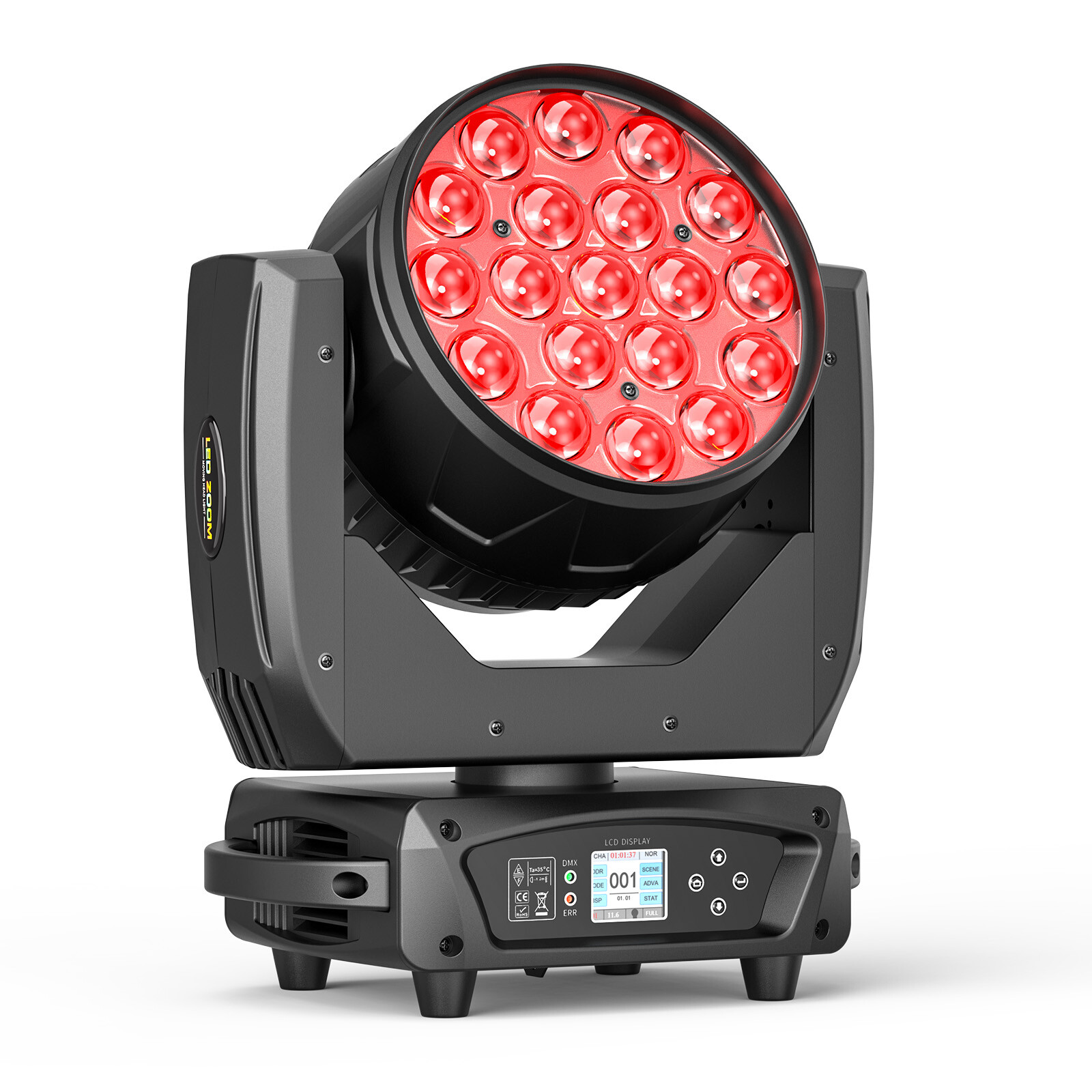 4PCS 380W LED Zoom Moving Head Stage Light RGBW DMX Beam Wash Lighting w/Case