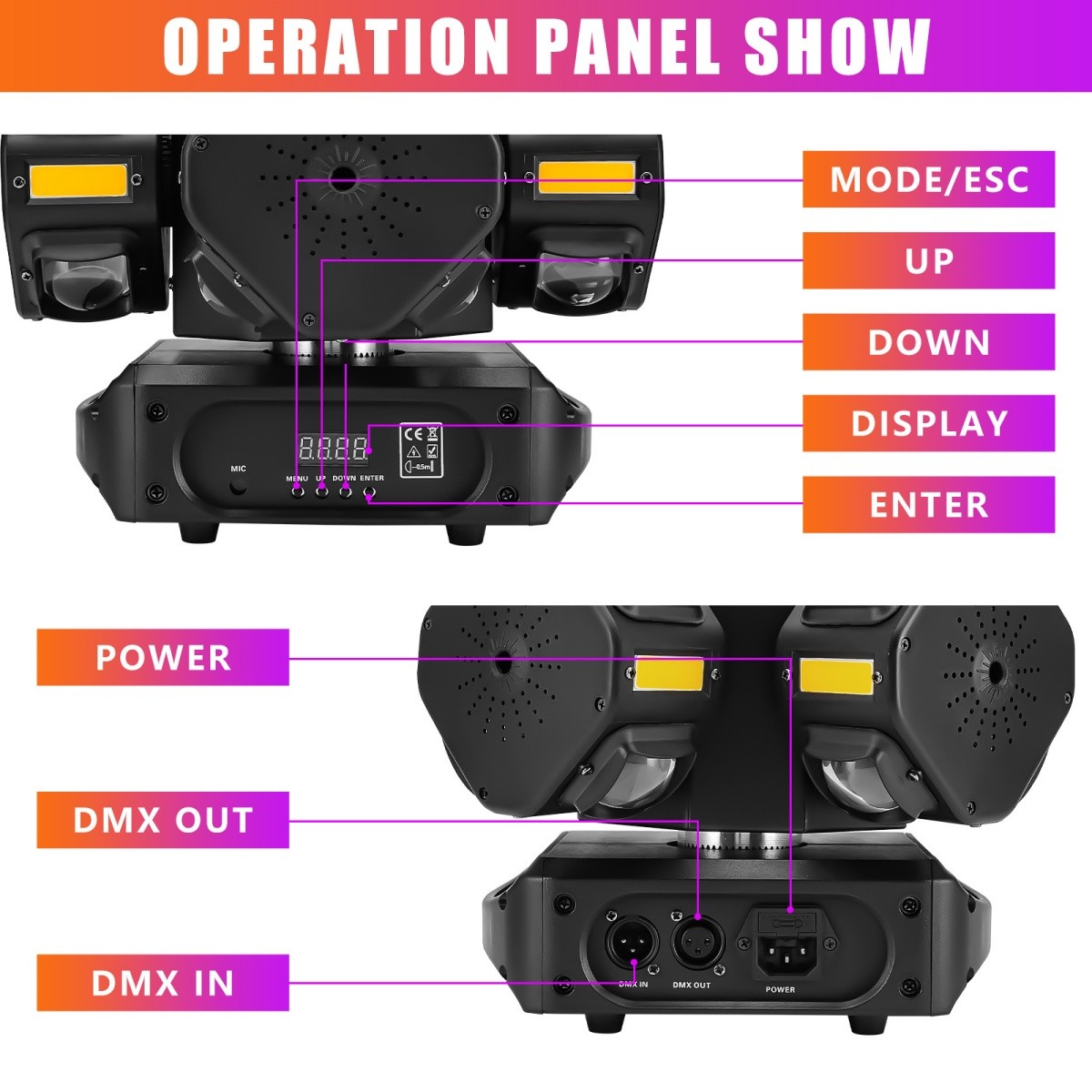 200W 4 Head Laser Moving Head Light Beam Stage Lighting LED RGBW Strobe DMX DJ