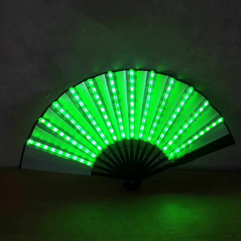 1pc 10″ LED Light Chinese Hand Held Folding Fan DJ Party Stage Lighting Prop