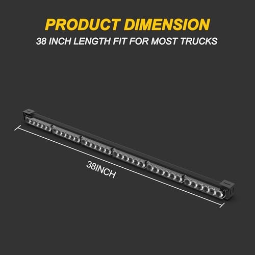 38 Inch Amber Strobe Light Bar Emergency Warning Safety 38″-Single Row-Amber