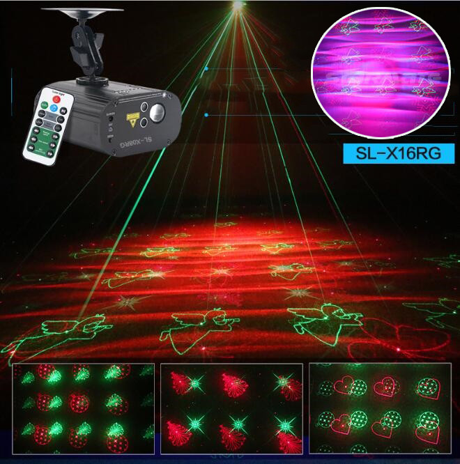 3 Lens 16 Effect Red Green Laser Blue LED DJ Club Party Decor remote Light