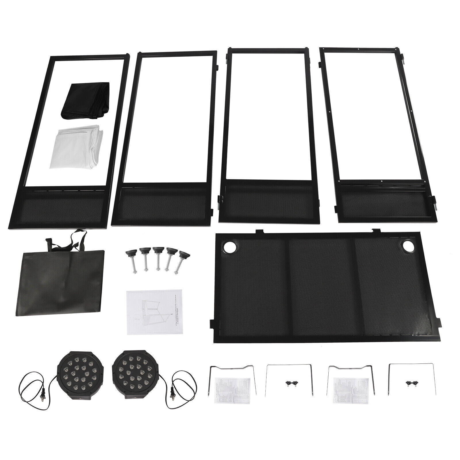 DJ Event Facade White/Black Scrim Metal Frame Booth+20″x40″Table Station+2 Lamp