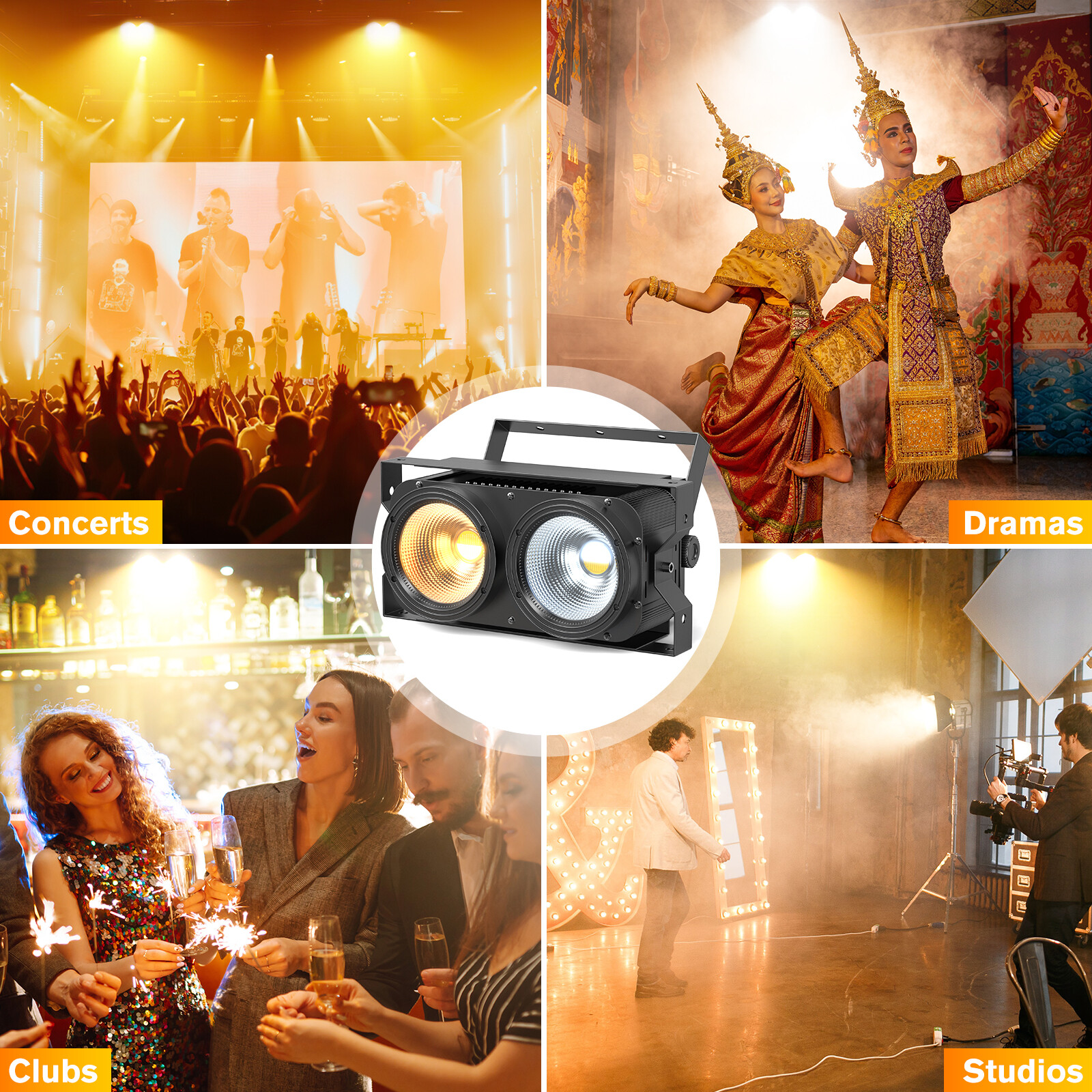 200W COB LED Stage Par Can Light DMX DJ Disco Party Beam Light Warm+Cool White
