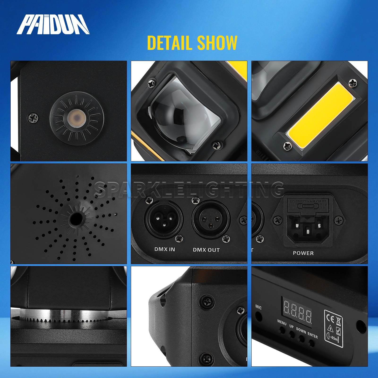 PAIDUN 200W Rotation Laser Beam Moving Head Light DMX Music Control Disco Bar DJ