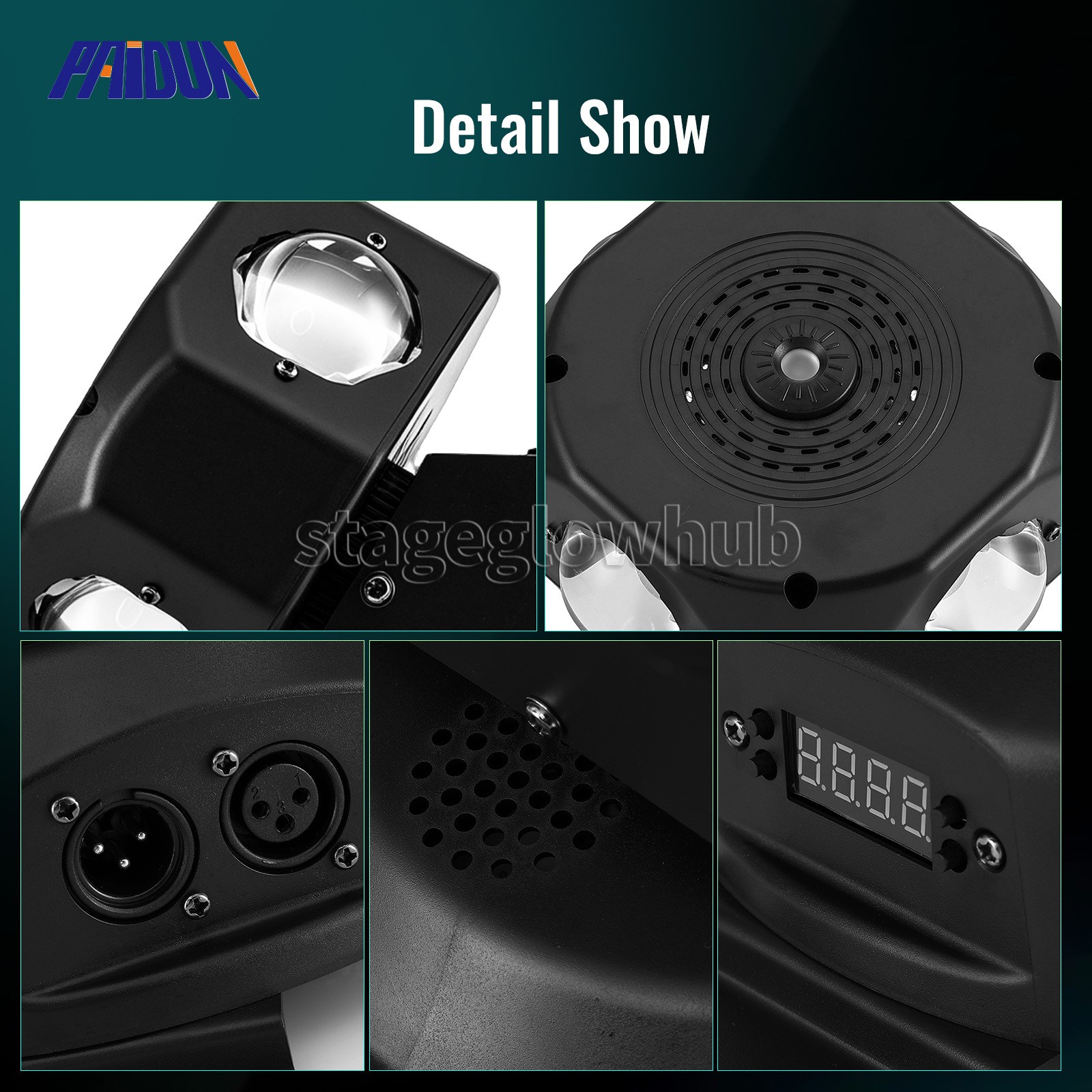 PAIDUN 120W 2Heads RGBW LED Moving Head Light Laser+Beam Disco Bar KTV DJ DMX512