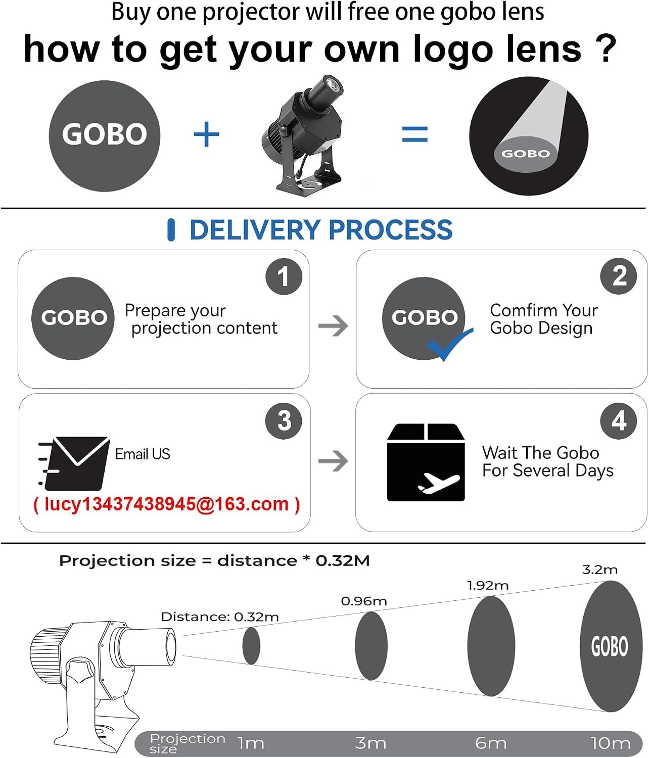 LED GOBO Projector 100W IP67 Waterproof Custom Glass GOBO Outdoor. NO REMOTE