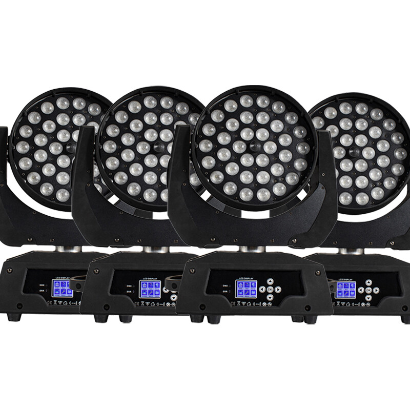 4PCS SHEHDS LED Wash Zoom 36x18W RGBWA UV Moving Head Lighting For Disco