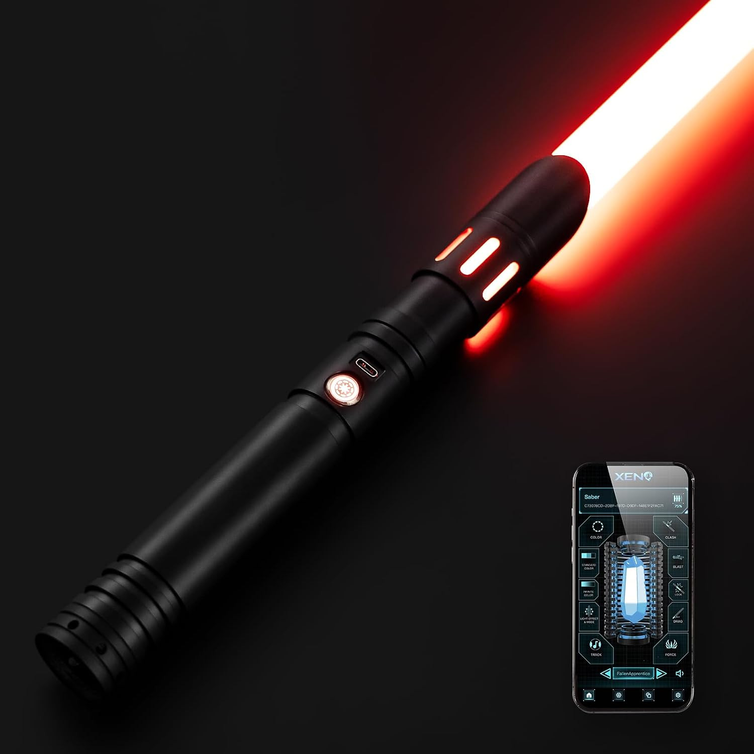RGB LED Light Stick 16 Sound Modes App Control Metal Hilt USB Rechargeable