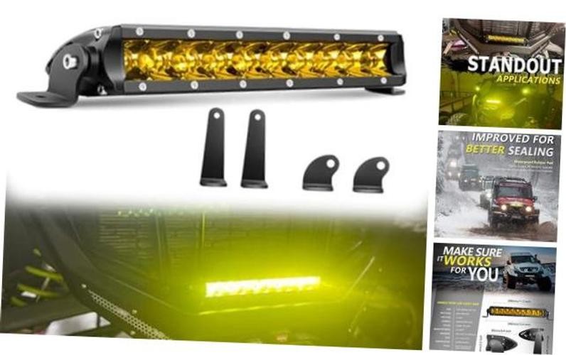 UTV Led Light Bar, 11 Inch Single Row Yellow Spot Led Off Road Spot-1 PC