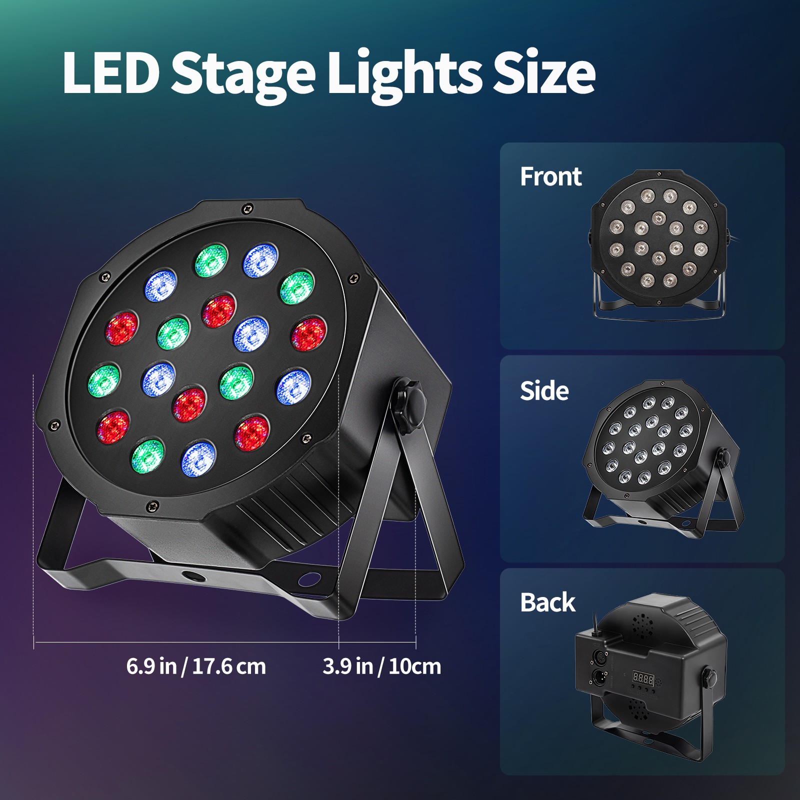 LED Stage Lights 8pcs 18x3W RGB Par Can Lights w/ DMX Controller Sound Activated