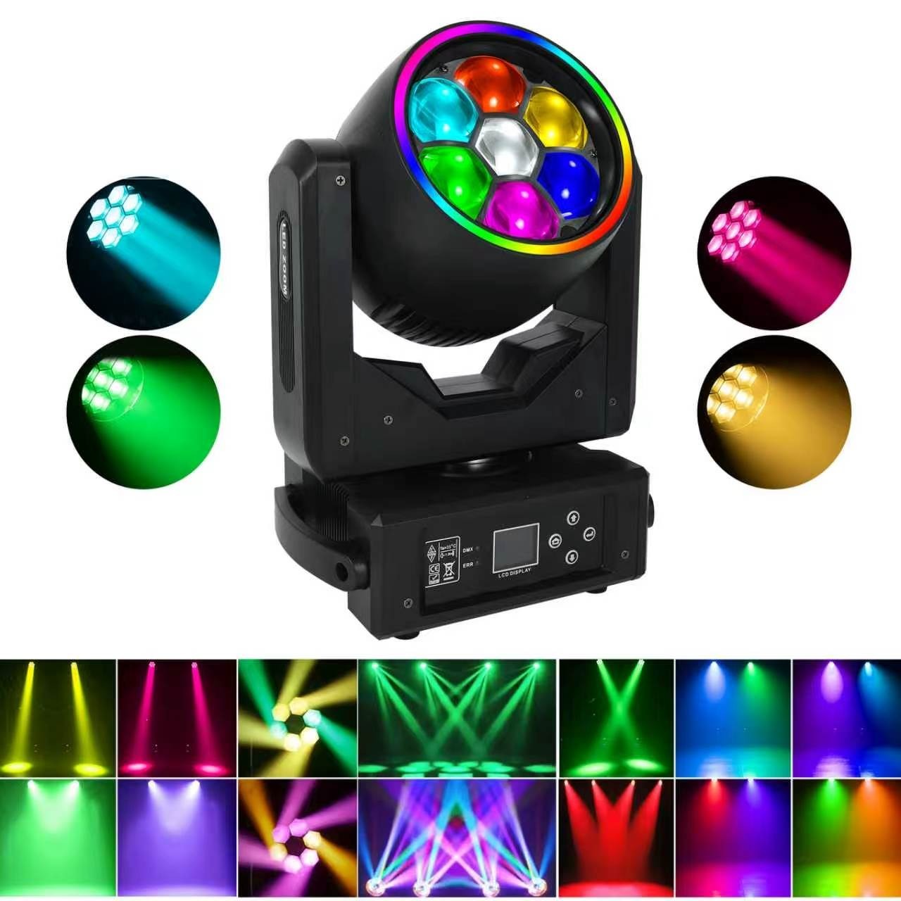 7X40W LED RGBW Bee Eye Beam+WASH Zoom Moving Head DJ Light DMX512 Stage Lighting