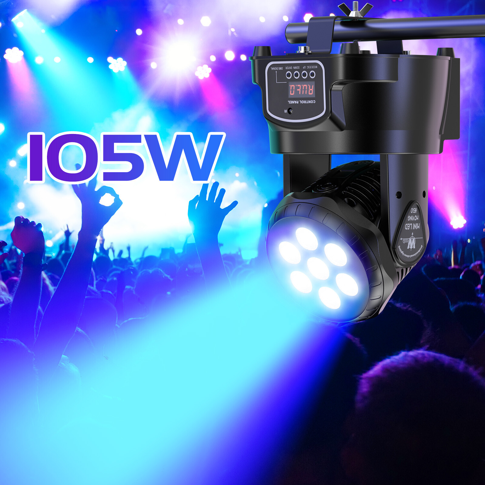 105W 7 LED RGBW Moving Head Lights Beam Wash Stage Lighting DJ Party Disco Show