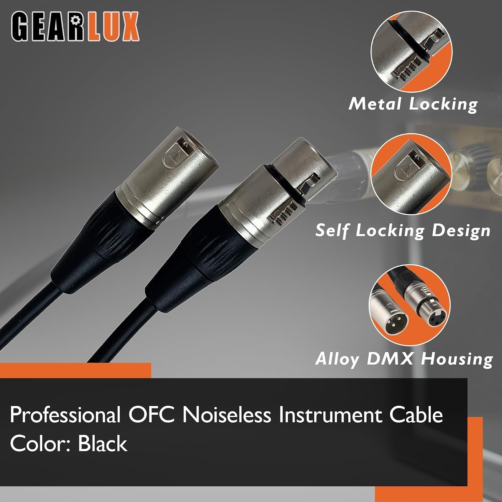 Gearlux 25ft DMX Cable 3 Pin Male to Female – 2 Pack