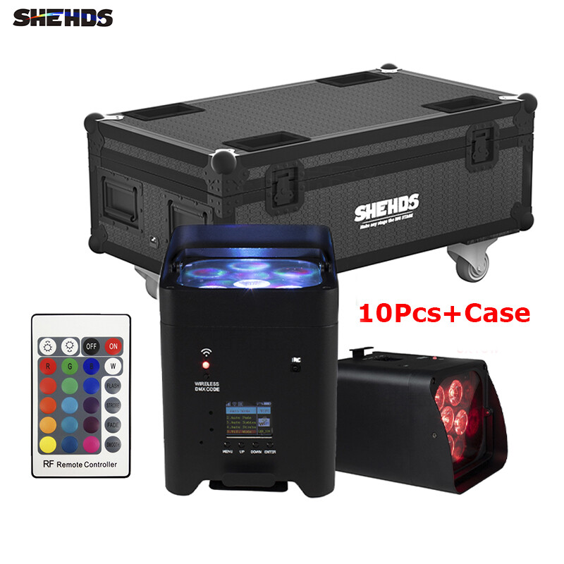 SHEHDS 10Pcs Wifi APP Wireless Remote Control 6x18w RGBWA+UV With Flight Case