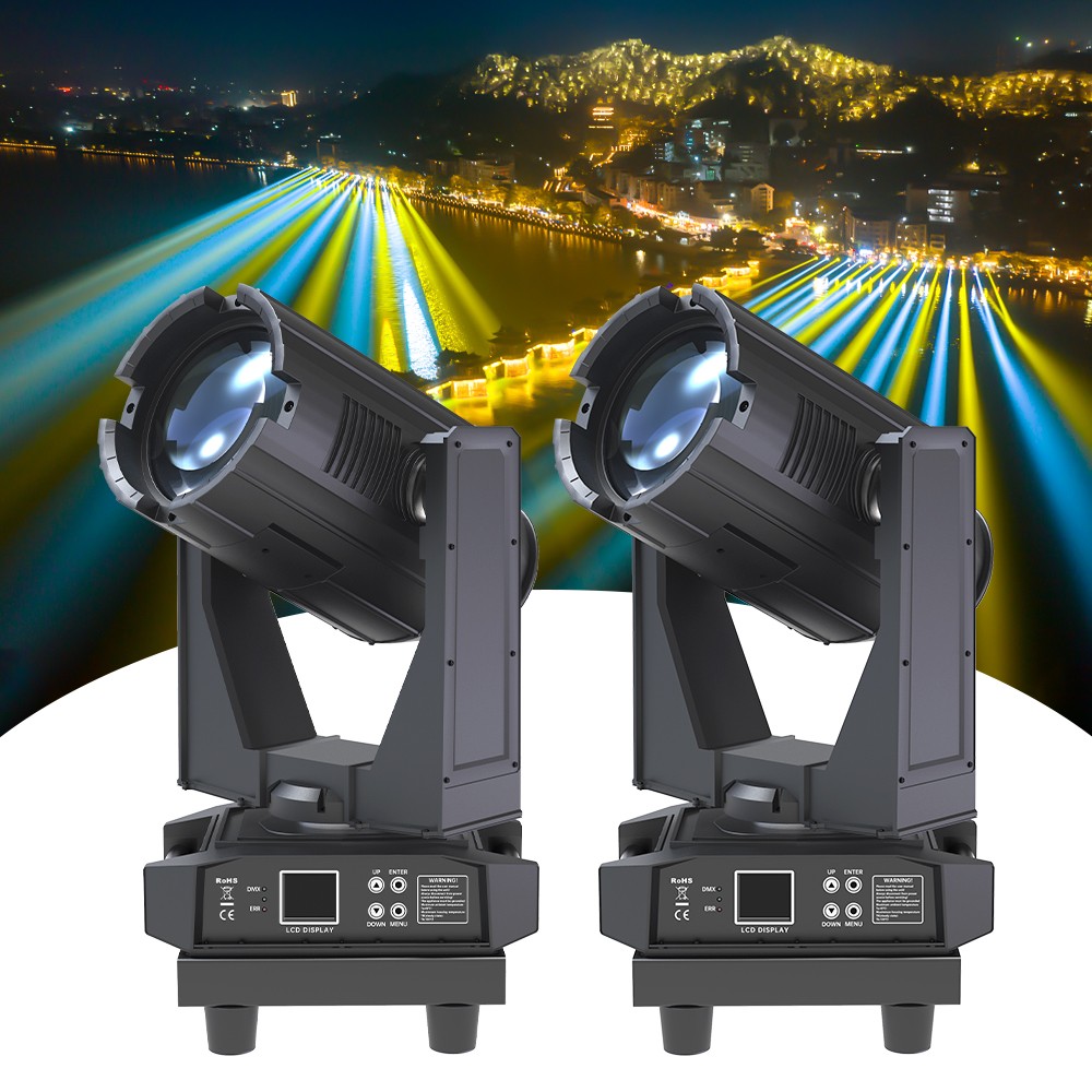 2 Pack Waterproof Outdoor IP65 380W Moving Head Light Sky Sharpy Super Beam DJ