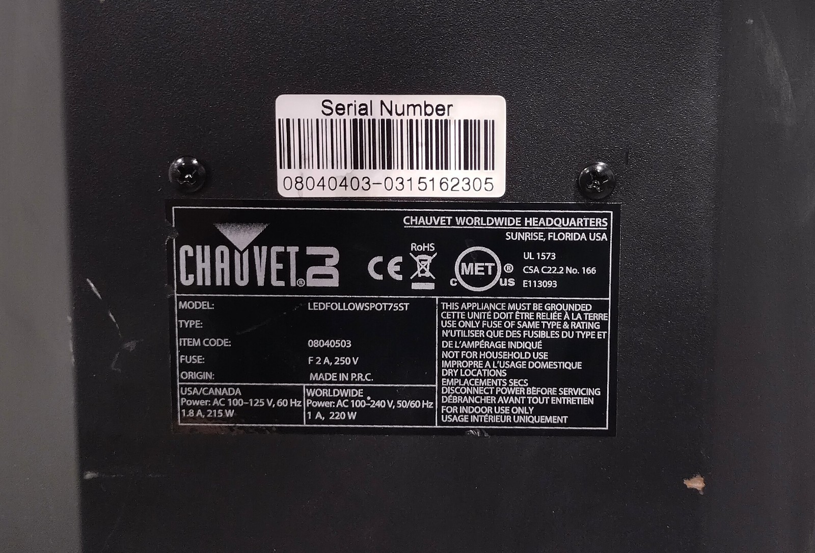 CHAUVET DJ LED Followspot 75ST Compact 75W Portable 7 Built-In Color Spotlight