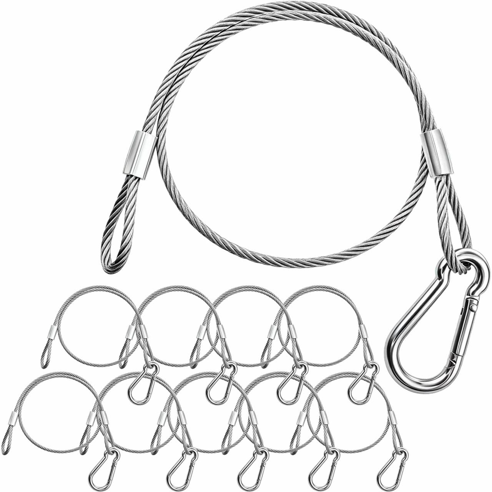 Stage Light Safety Cables Stainless Steel 24 Inch Security Wire Rope Pack of 10