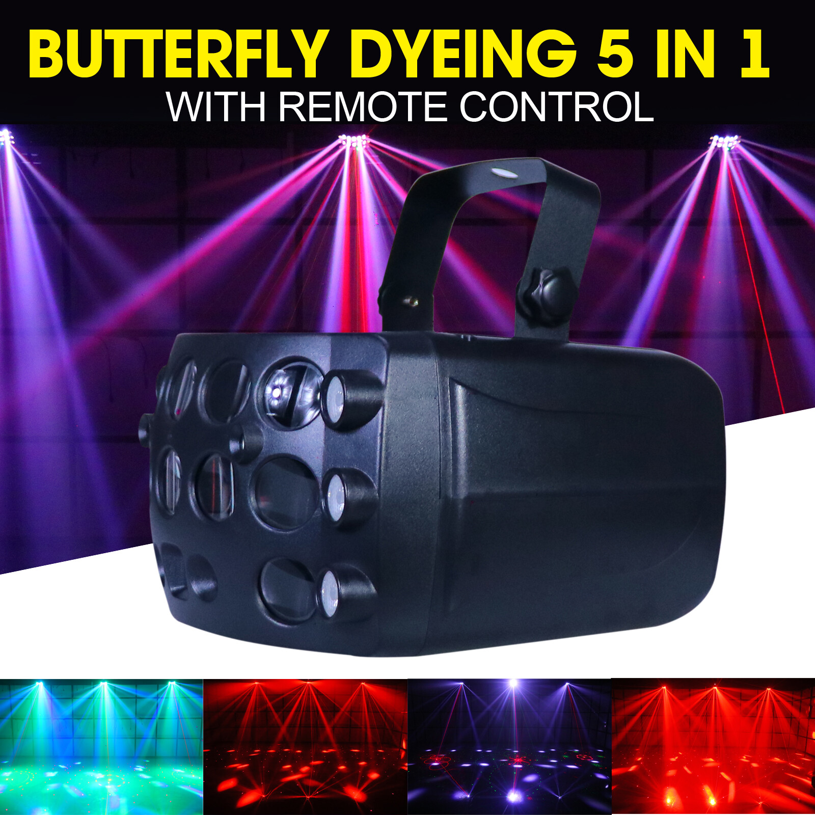 Indoor Laser Light 5in1 DJ Lights LED Butterfly Stage Light with Remote Control