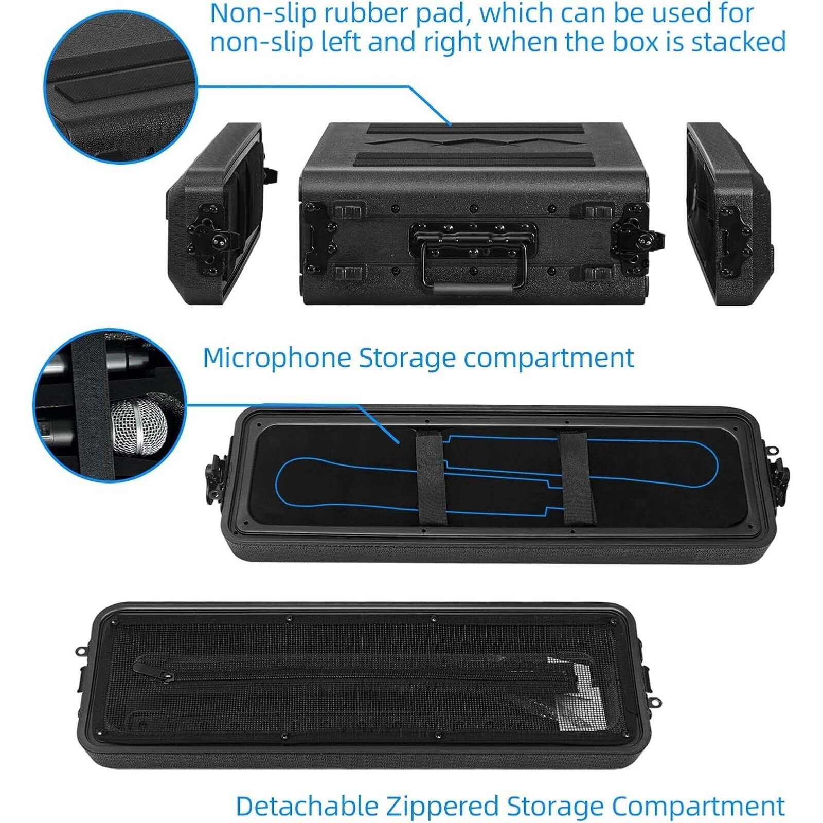 2/4/6 Space Compact HDPE Rack Case – 2U 4U 6U PA DJ Shallow Rack Case For Audio