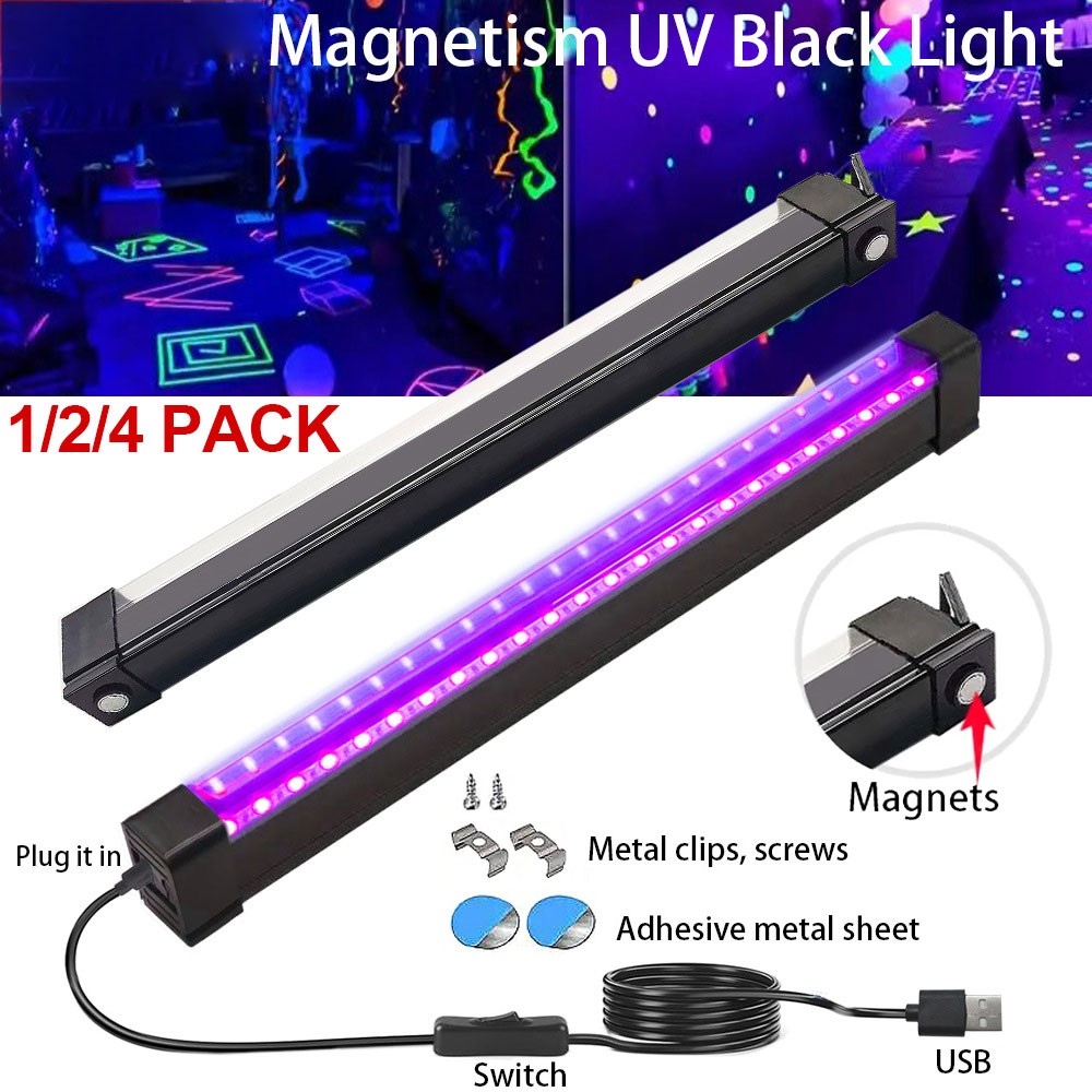 2PCS UV Black Light Bar Fixtures Ultraviolet Lamp Strip US Plug DJ Party Club